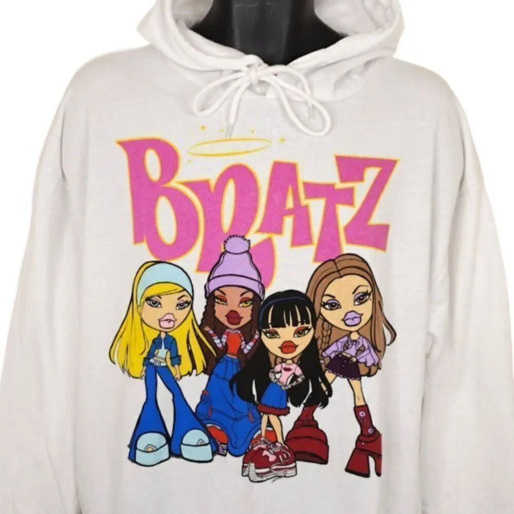 Bratz Sweatshirt Hoodie Mens Size Large White Fashion Dolls Animated TV Show